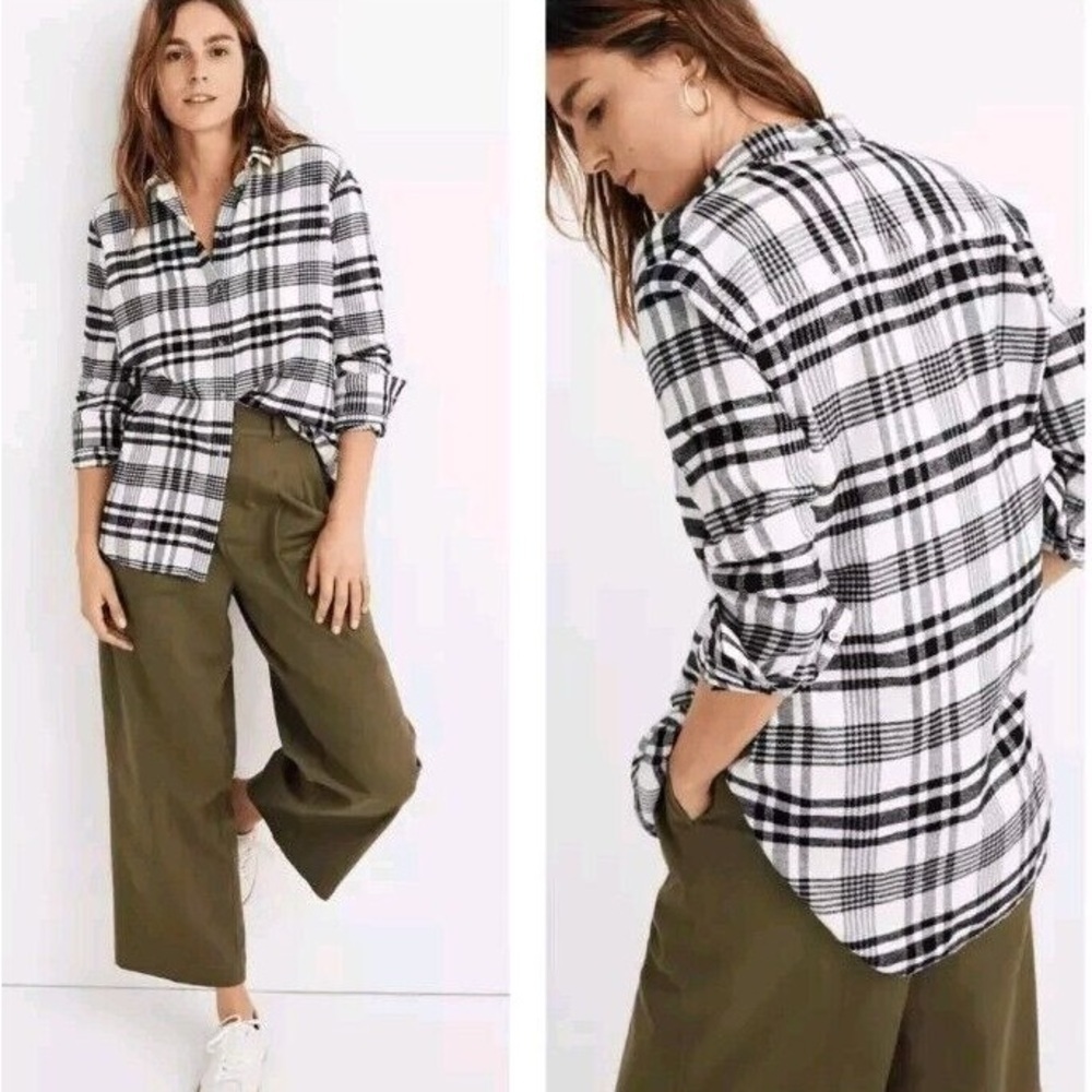 Madewell Flannel Oversized Ex-Boyfriend Shirt in Romana Plaid xxs